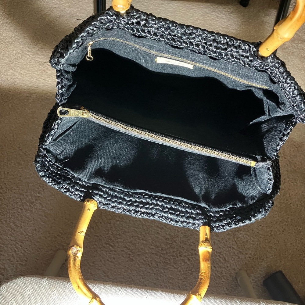 Vintage straw Handbag with Bamboo Handles - Picture 2 of 3